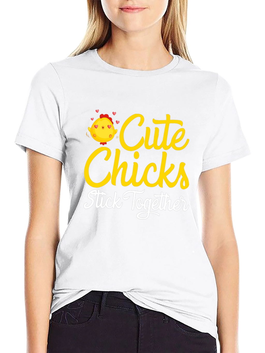 Cute Chicks Stick Together Black T-Shirt
