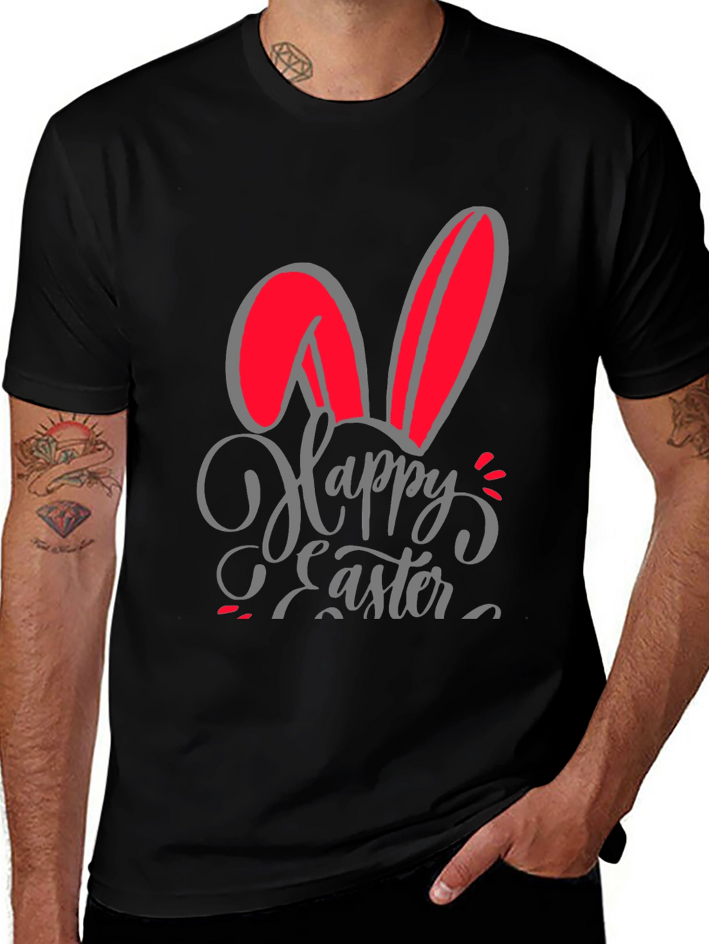Happy Easter Bunny Ears Graphic T-Shirt
