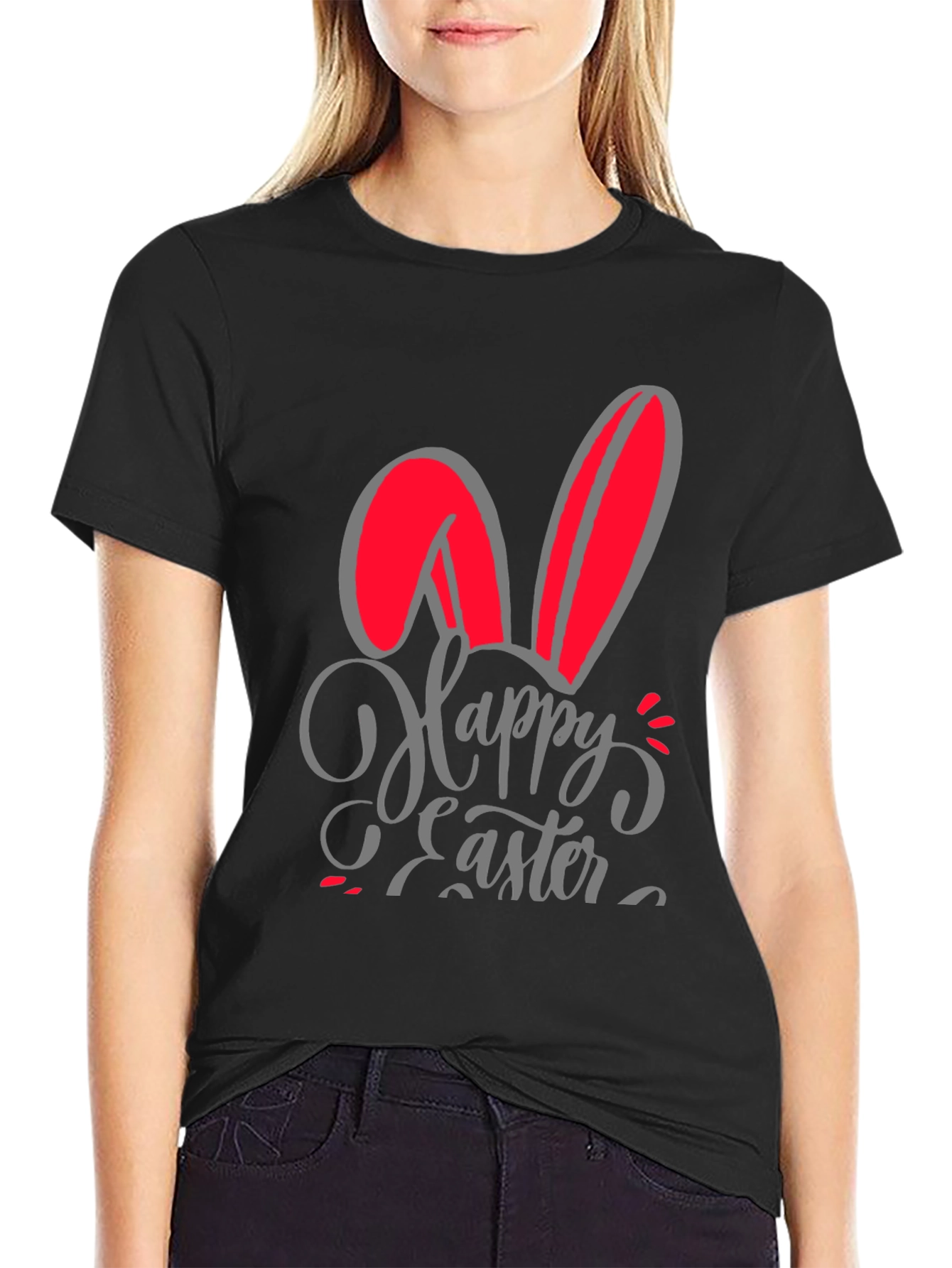Happy Easter Bunny Ears Graphic T-Shirt