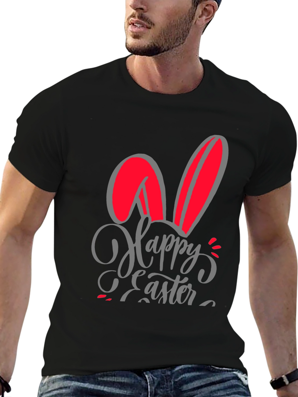 Happy Easter Bunny Ears Graphic T-Shirt