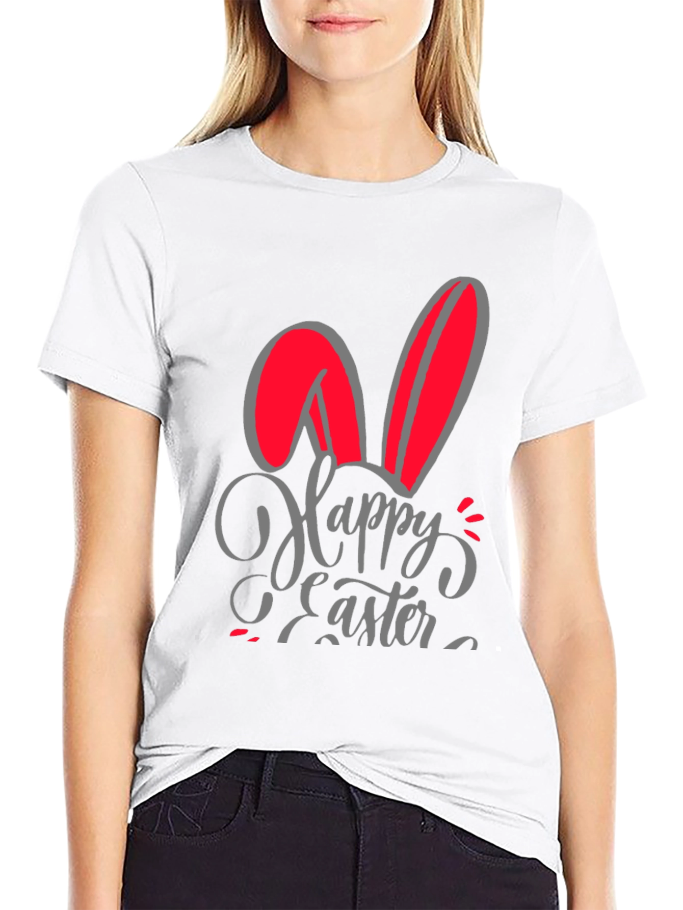 Happy Easter Bunny Ears Graphic T-Shirt
