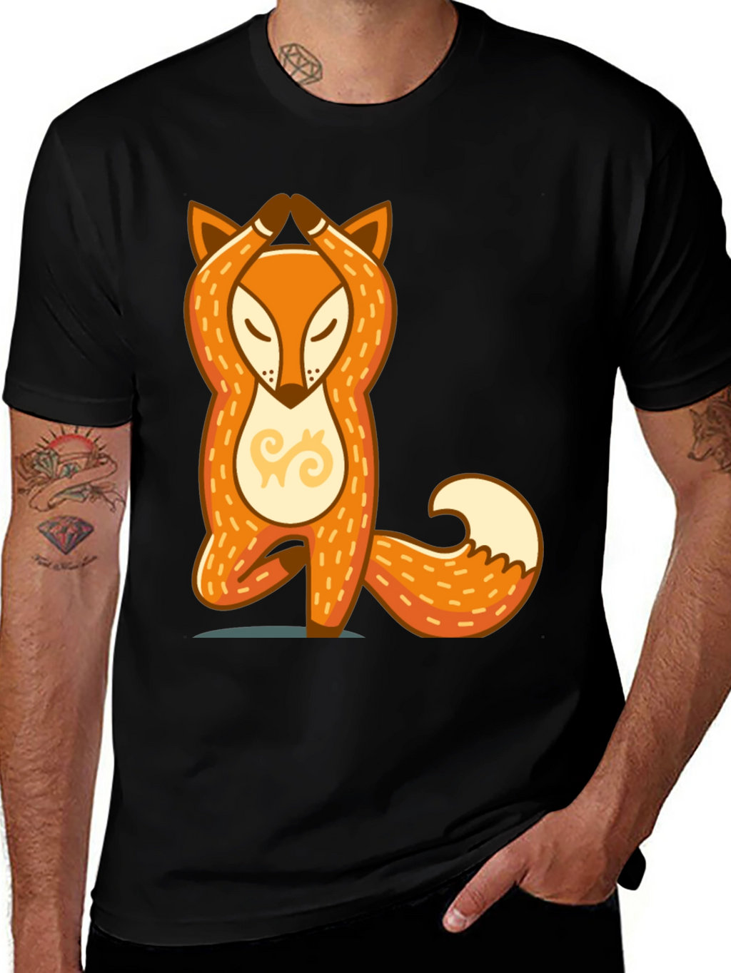 Yoga Fox Graphic T-Shirt - Meditating Animal Tee