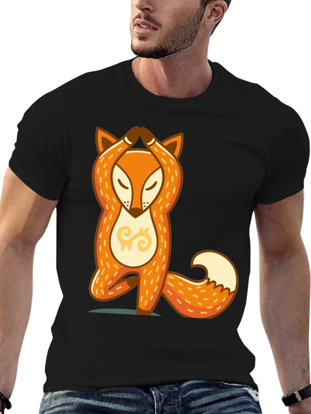 Yoga Fox Graphic T-Shirt - Meditating Animal Tee