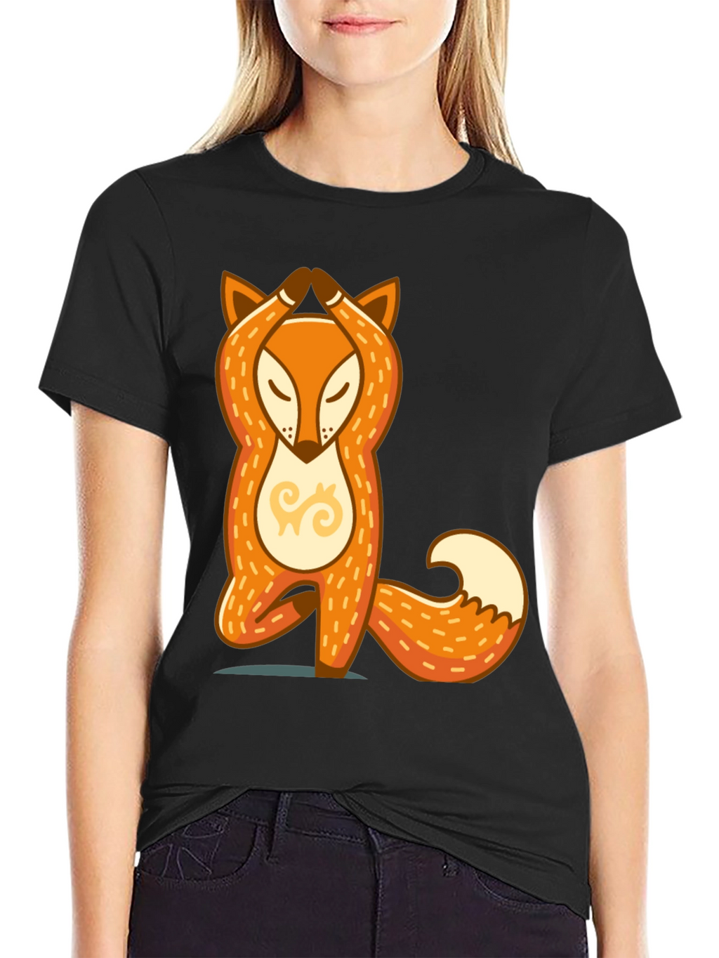 Yoga Fox Graphic T-Shirt - Meditating Animal Tee