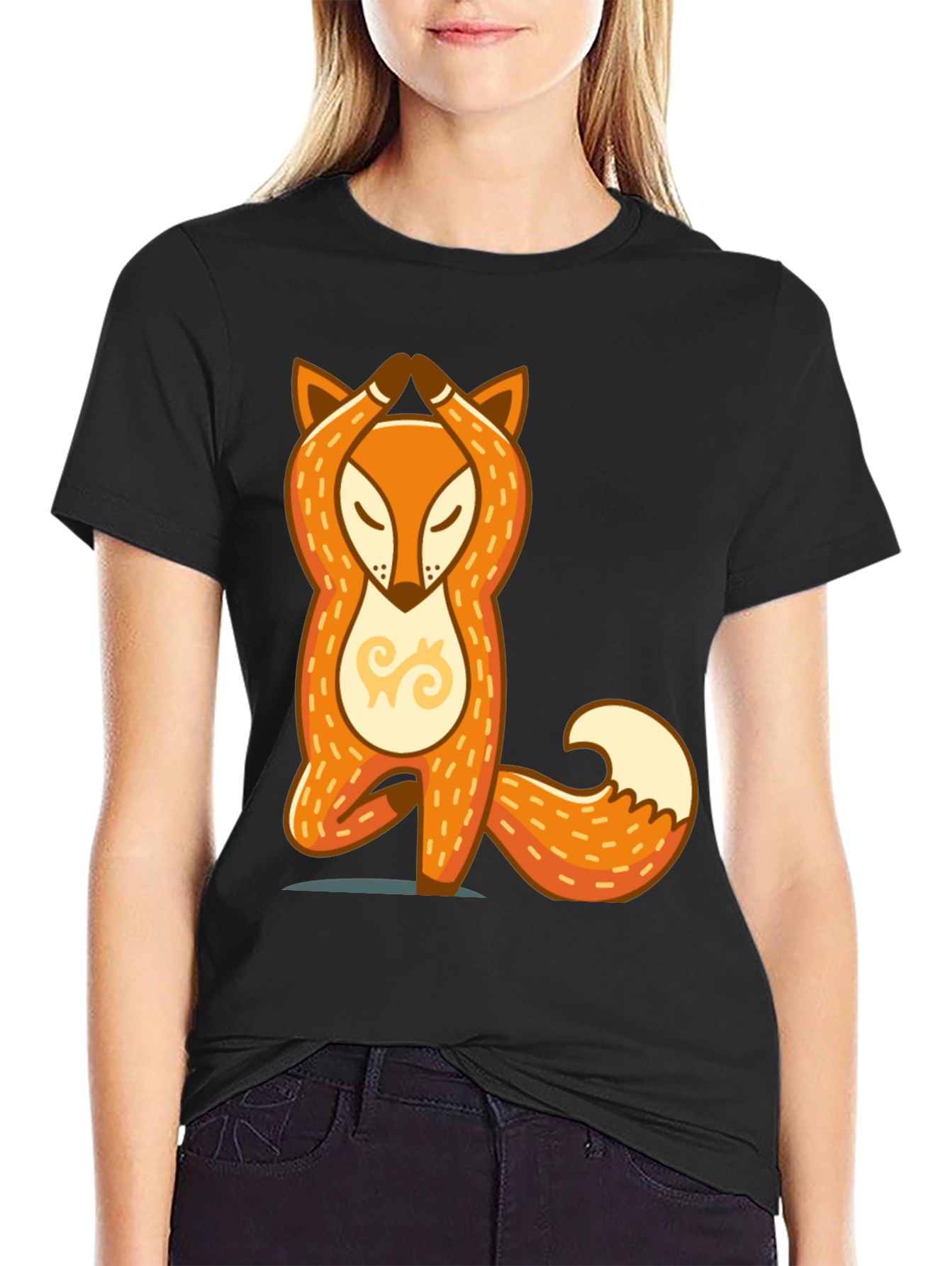 Yoga Fox Graphic T-Shirt - Meditating Animal Tee