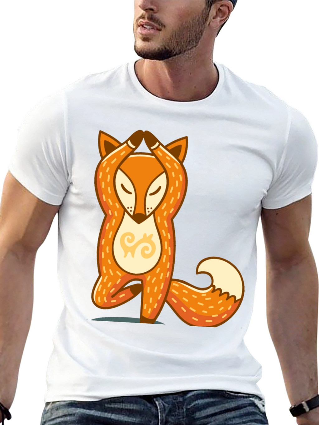Yoga Fox Graphic T-Shirt - Meditating Animal Tee