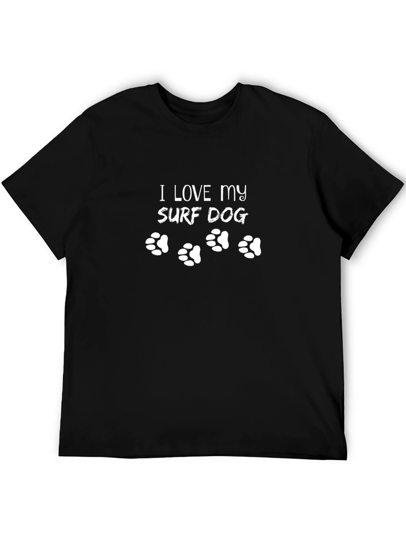 I Love My Surf Dog T-Shirt - Paw Print Design
