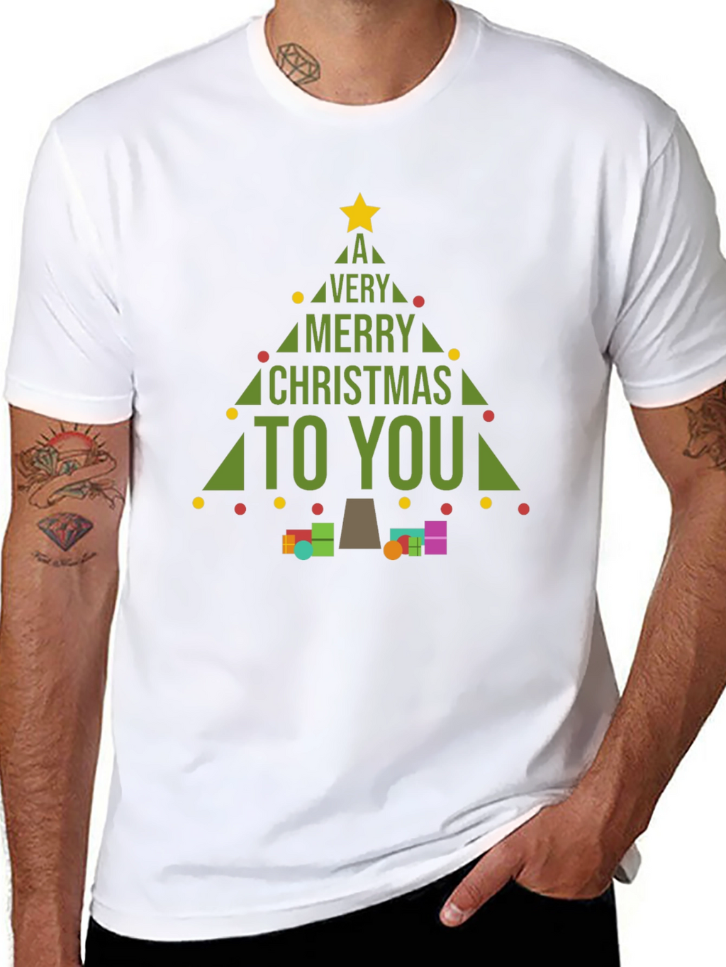 Merry Christmas Tree Graphic T-Shirt