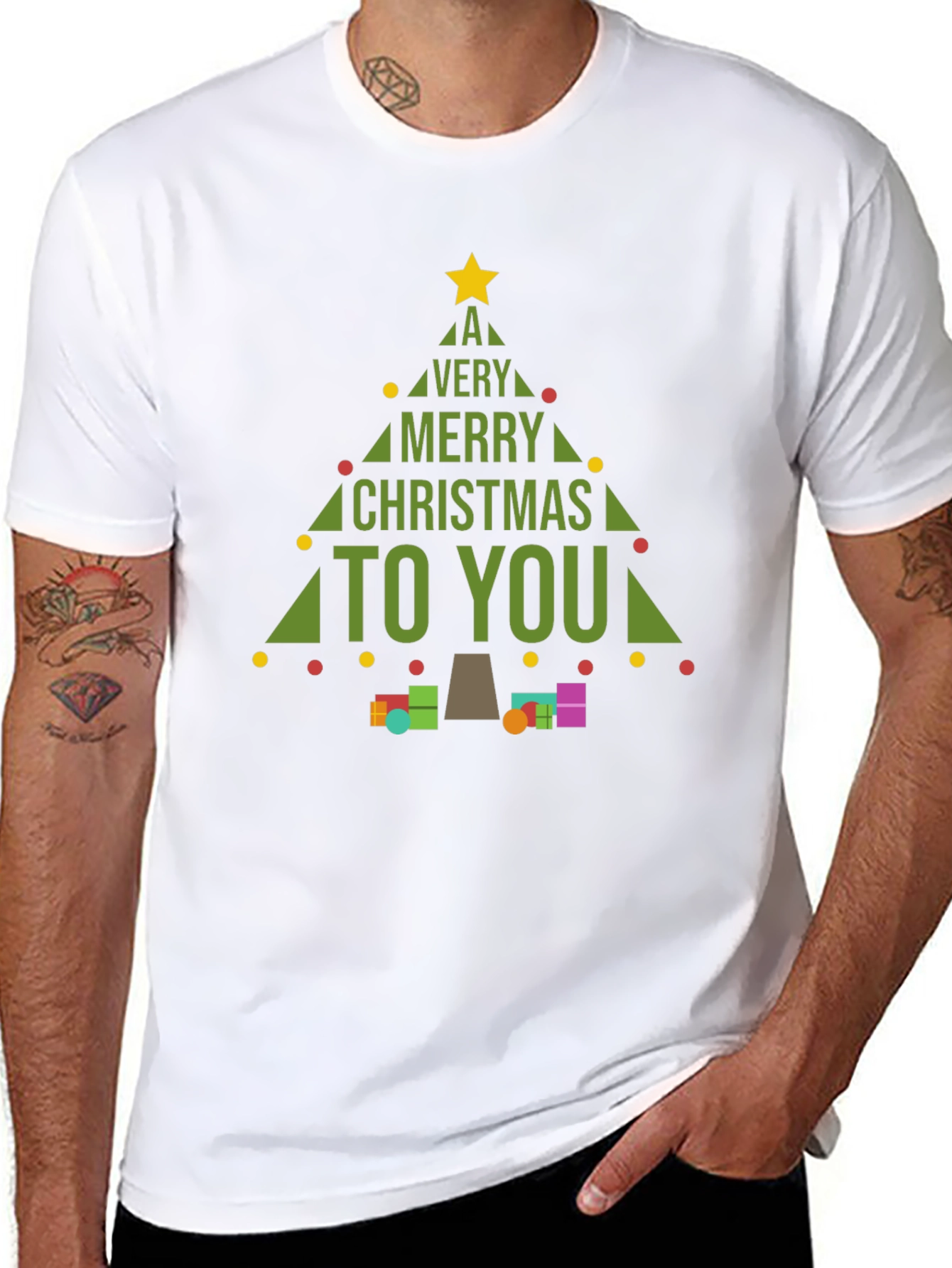 Merry Christmas Tree Graphic T-Shirt