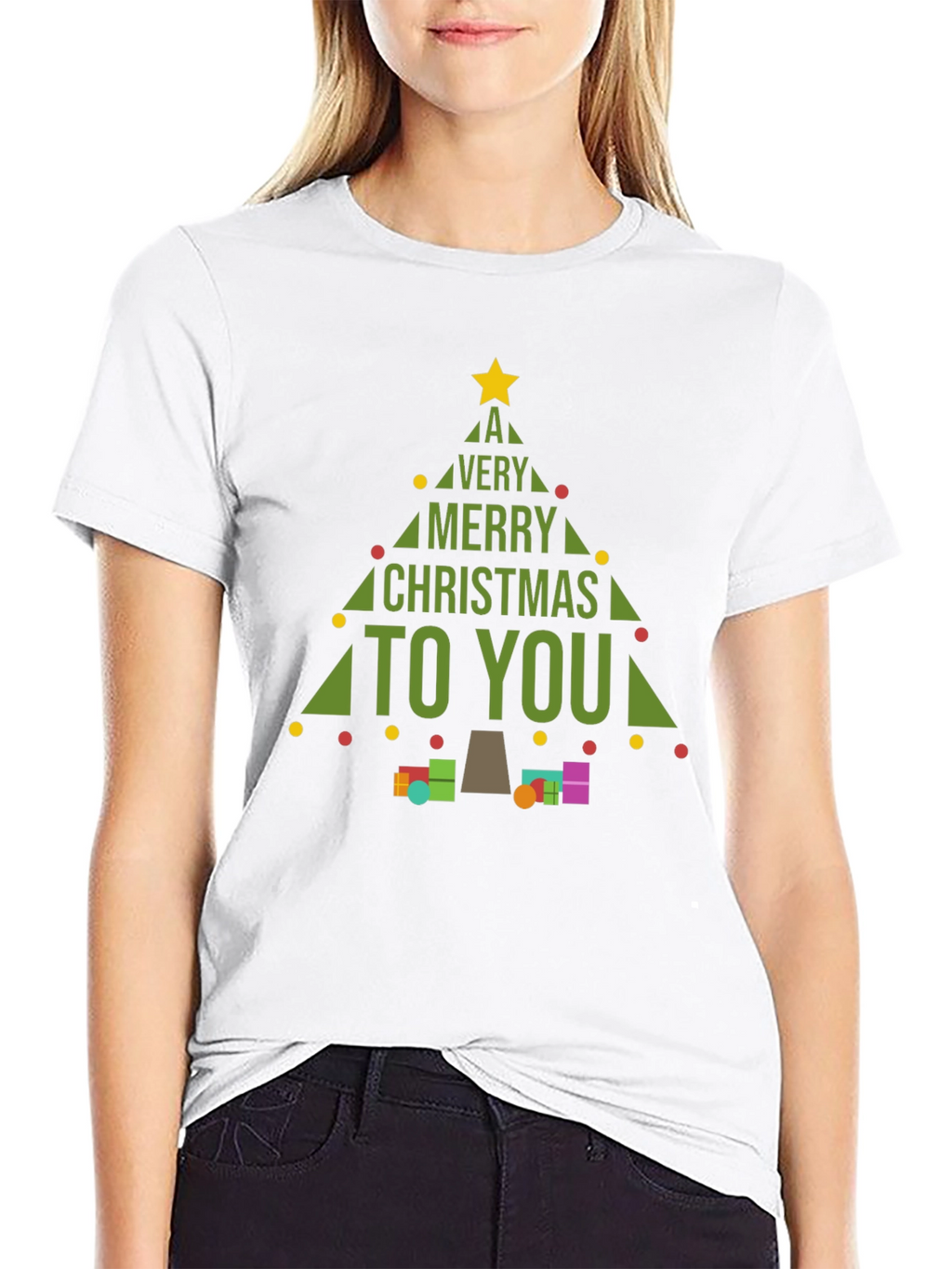 Merry Christmas Tree Graphic T-Shirt