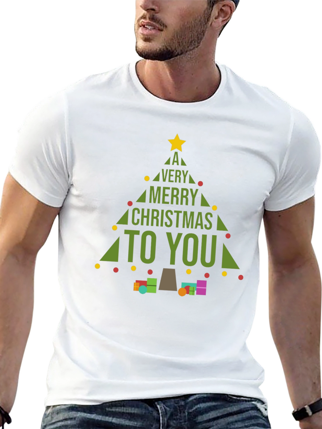Merry Christmas Tree Graphic T-Shirt