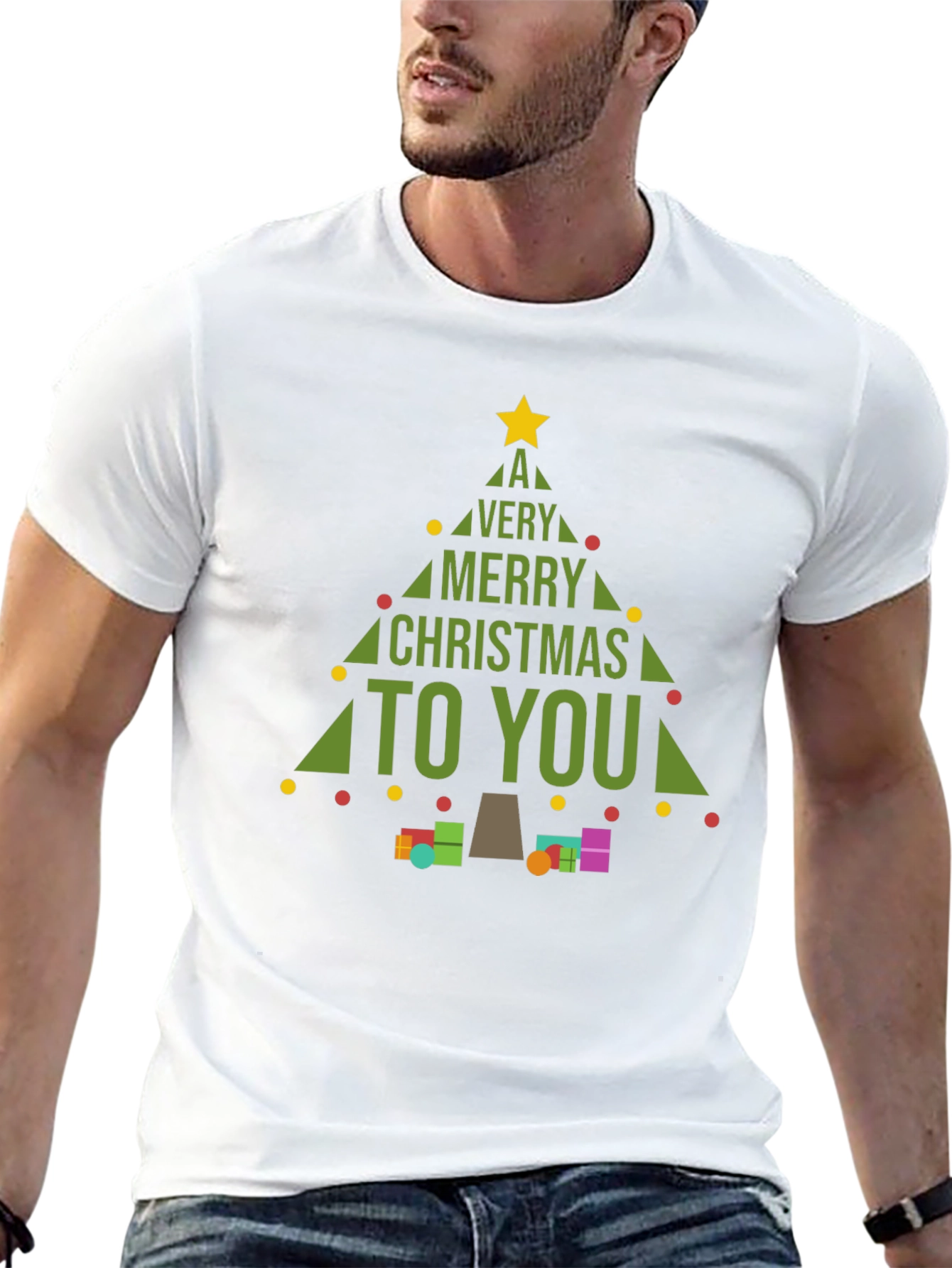 Merry Christmas Tree Graphic T-Shirt