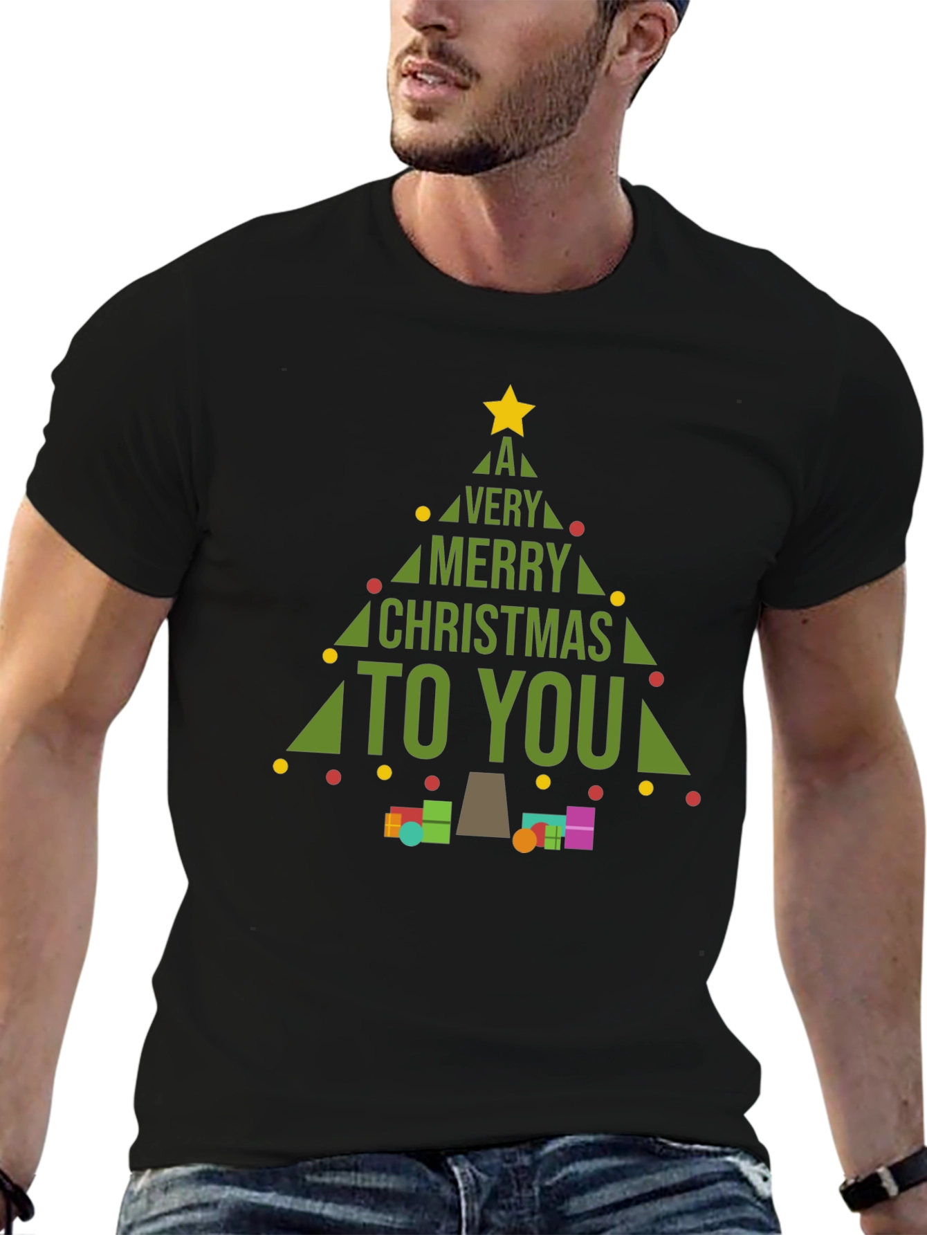 Merry Christmas Tree Graphic T-Shirt