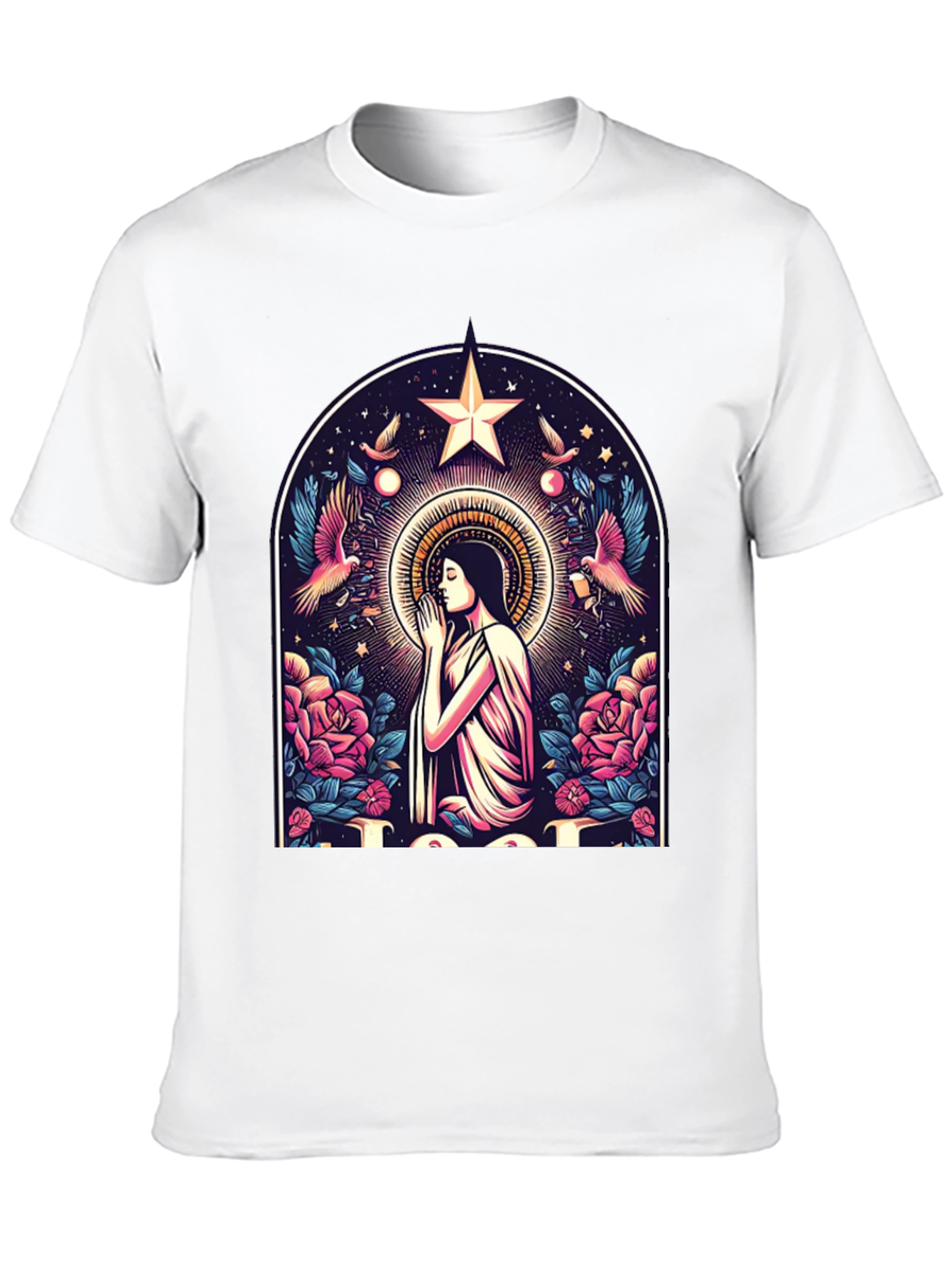Mystical Praying Woman Graphic Tee - Black