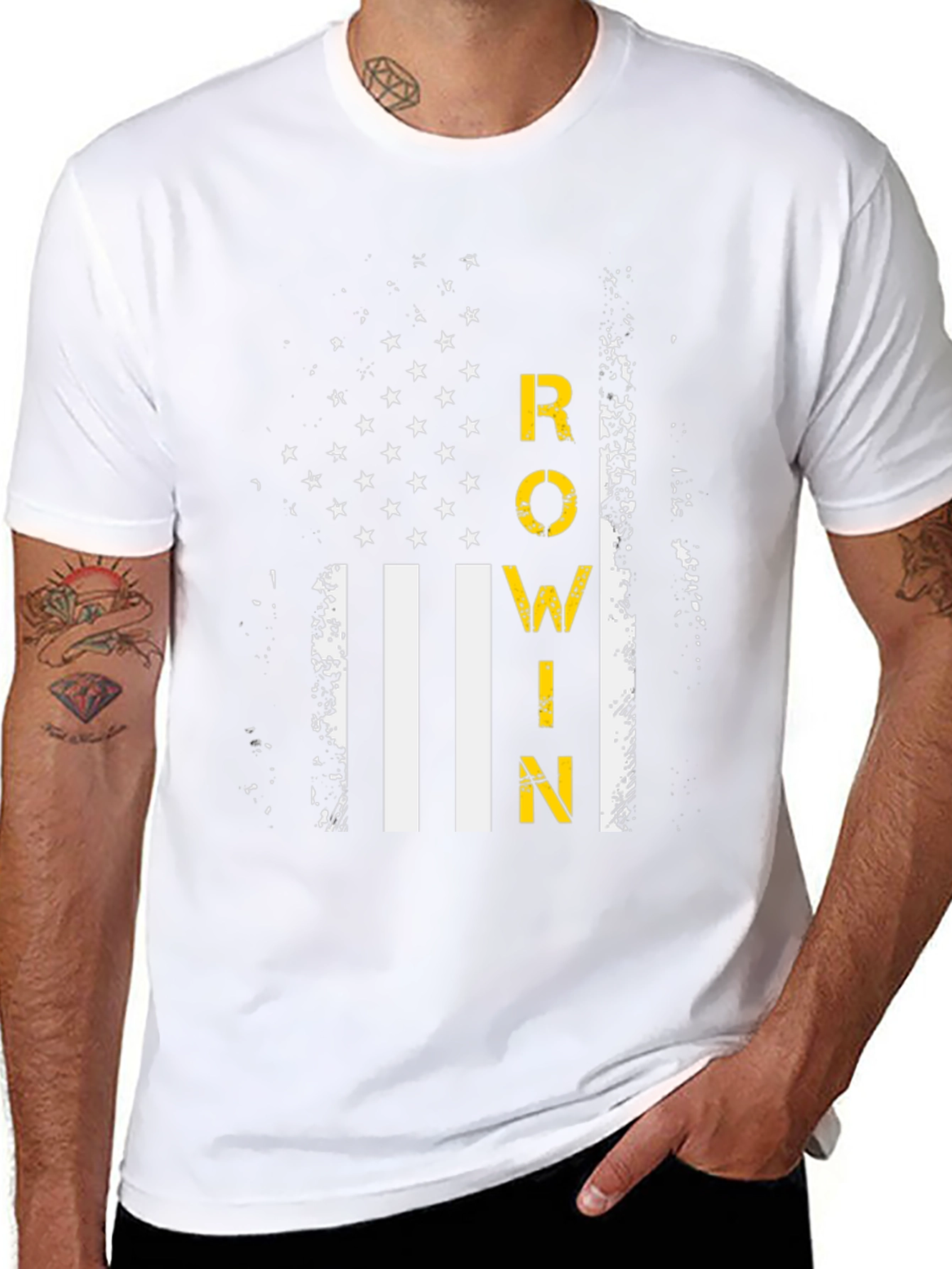 Rowin American Flag Graphic T-Shirt - Black