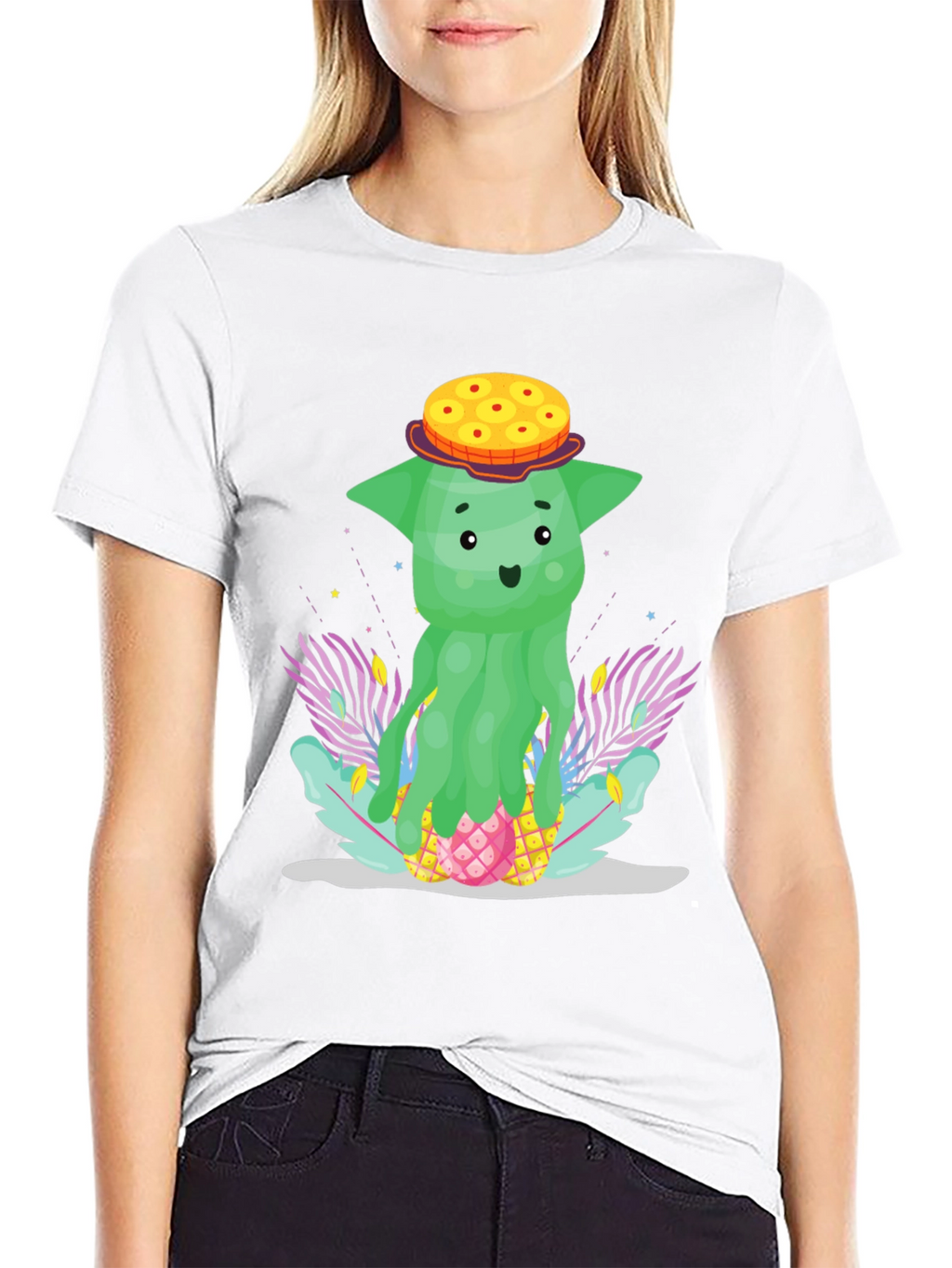 Funky Pineapple Head T-Shirt - Tropical Cartoon Tee