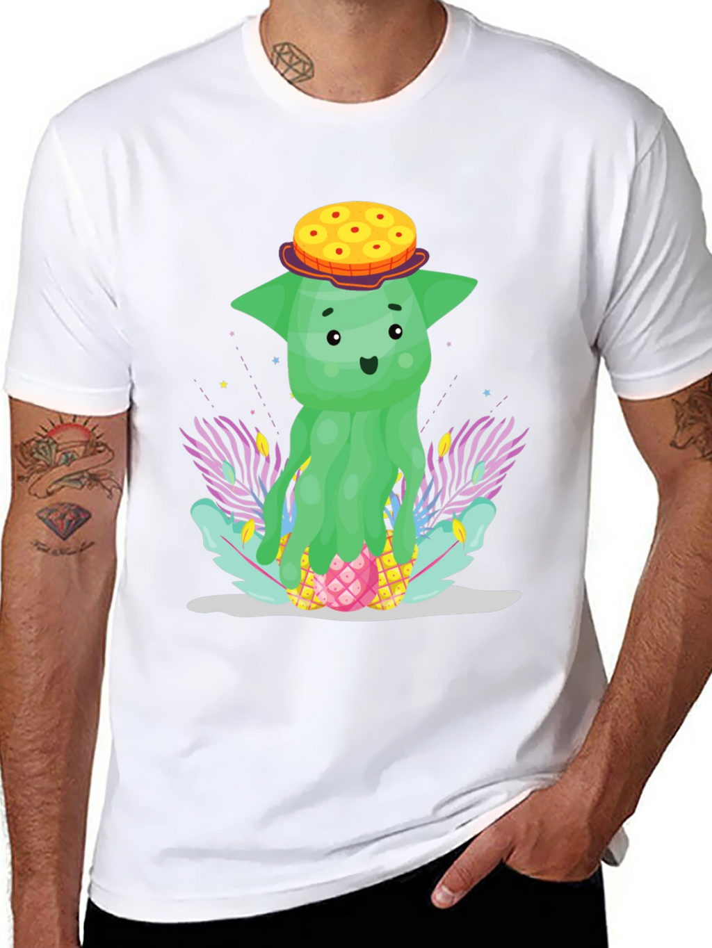 Funky Pineapple Head T-Shirt - Tropical Cartoon Tee
