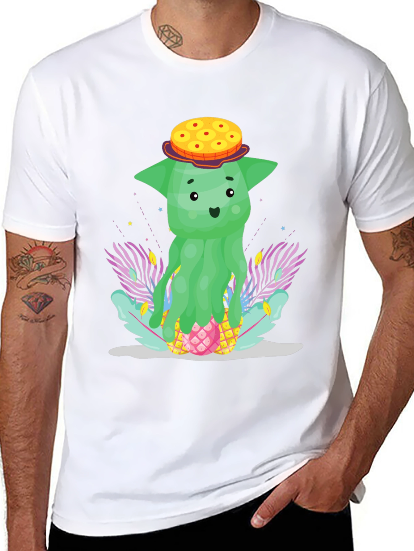 Funky Pineapple Head T-Shirt - Tropical Cartoon Tee
