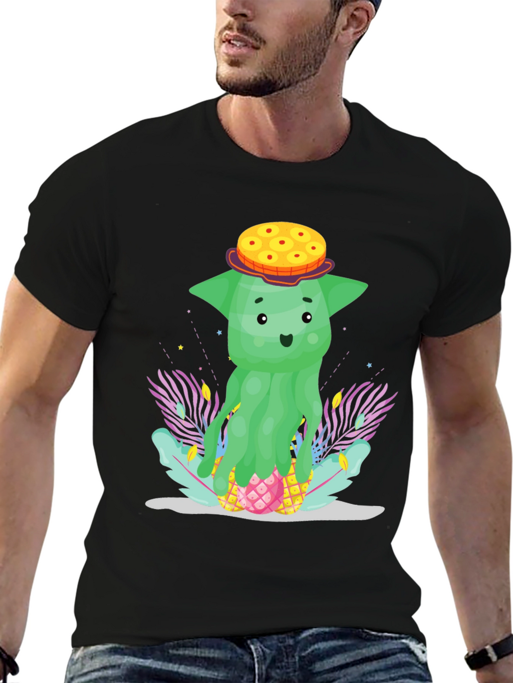 Funky Pineapple Head T-Shirt - Tropical Cartoon Tee