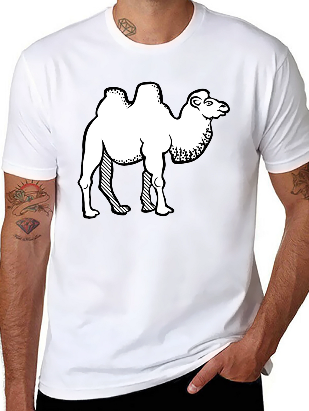 Camel Graphic Print Crew Neck T-Shirt