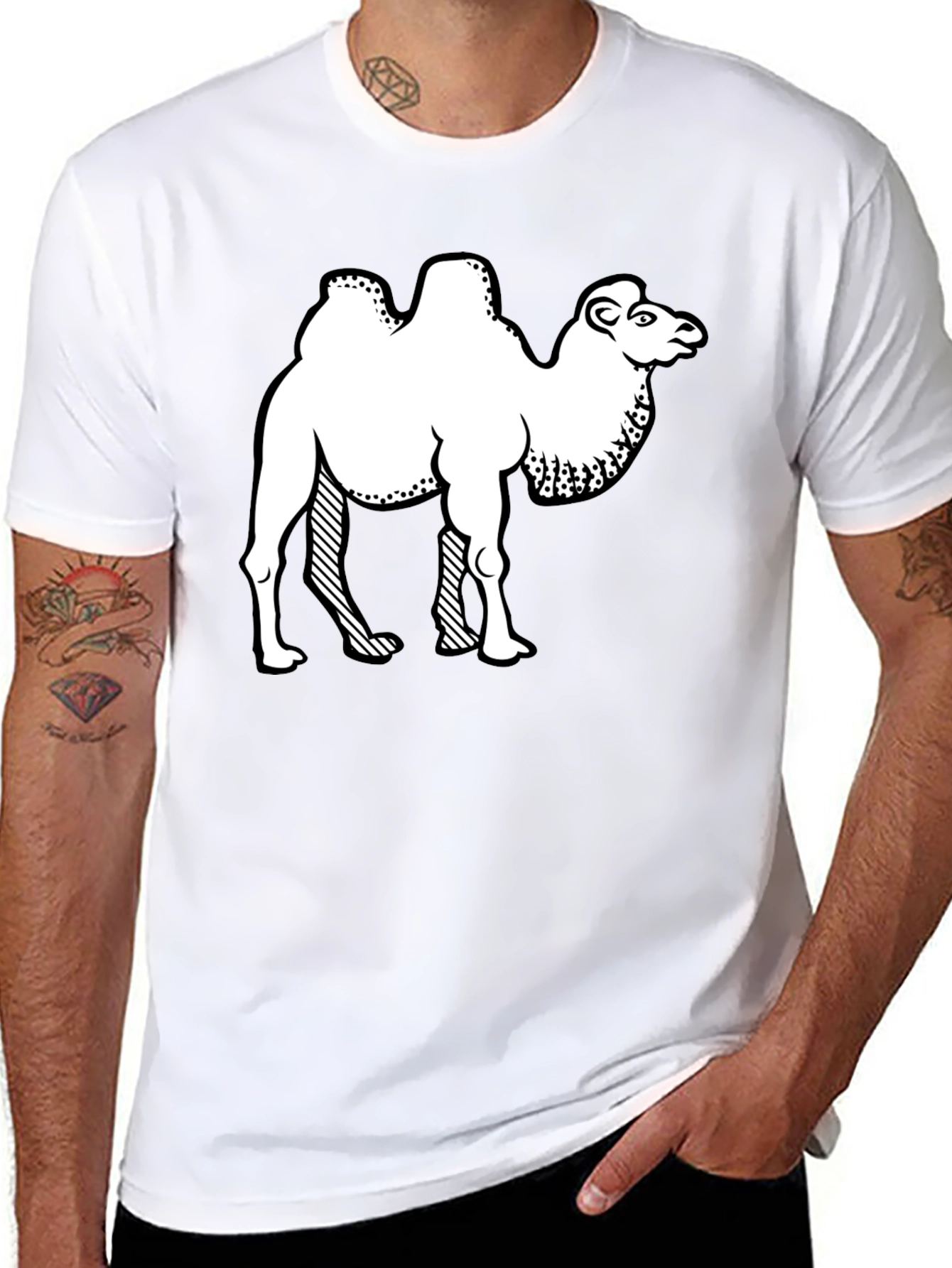 Camel Graphic Print Crew Neck T-Shirt