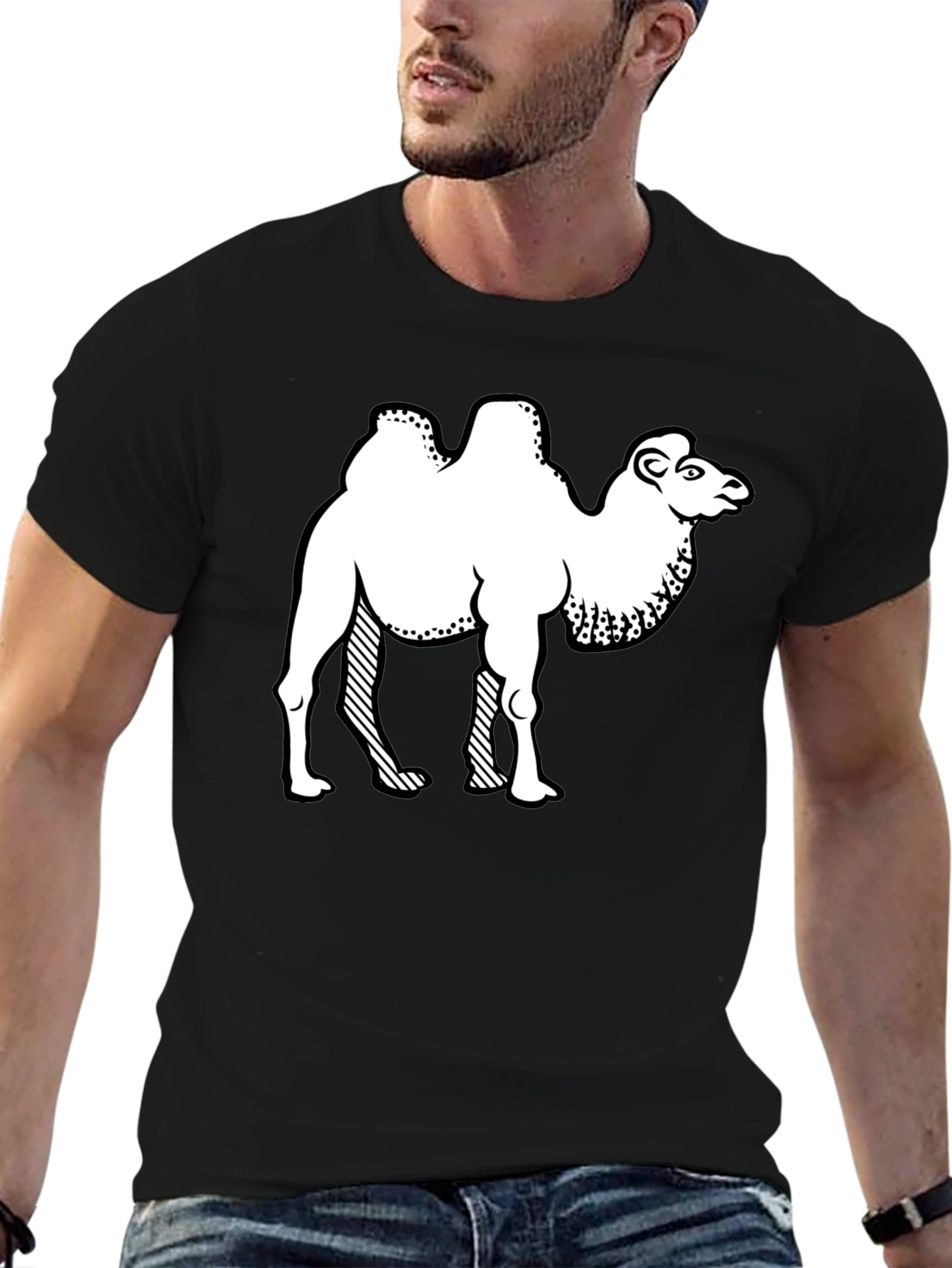 Camel Graphic Print Crew Neck T-Shirt