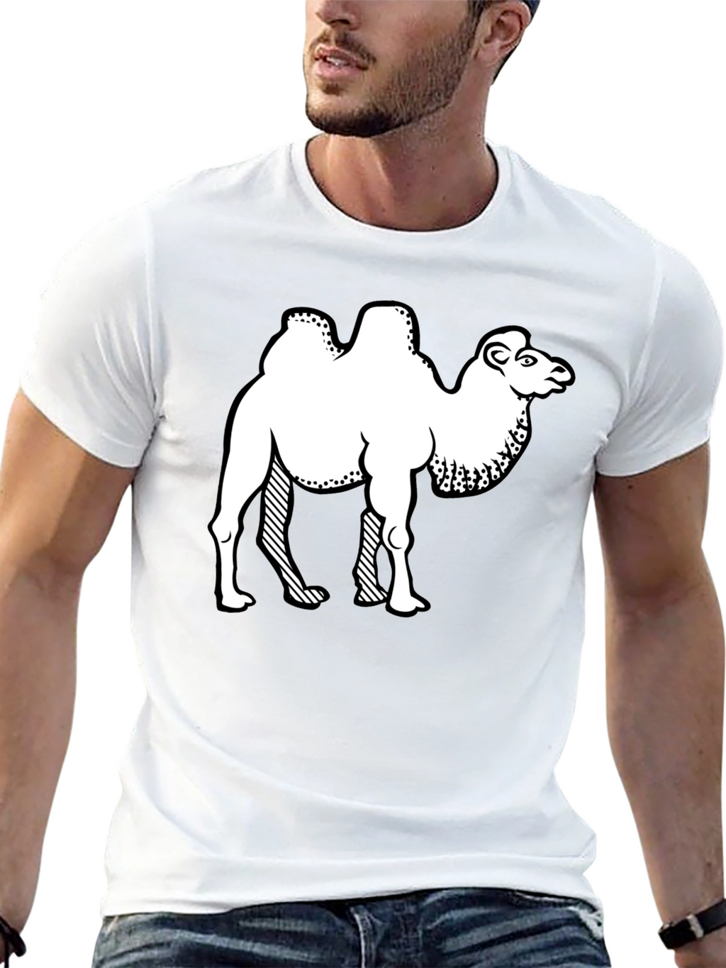 Camel Graphic Print Crew Neck T-Shirt