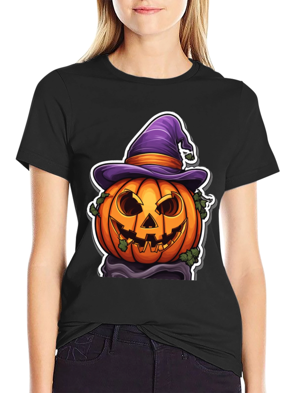 Halloween Pumpkin Witch Hat T-Shirt