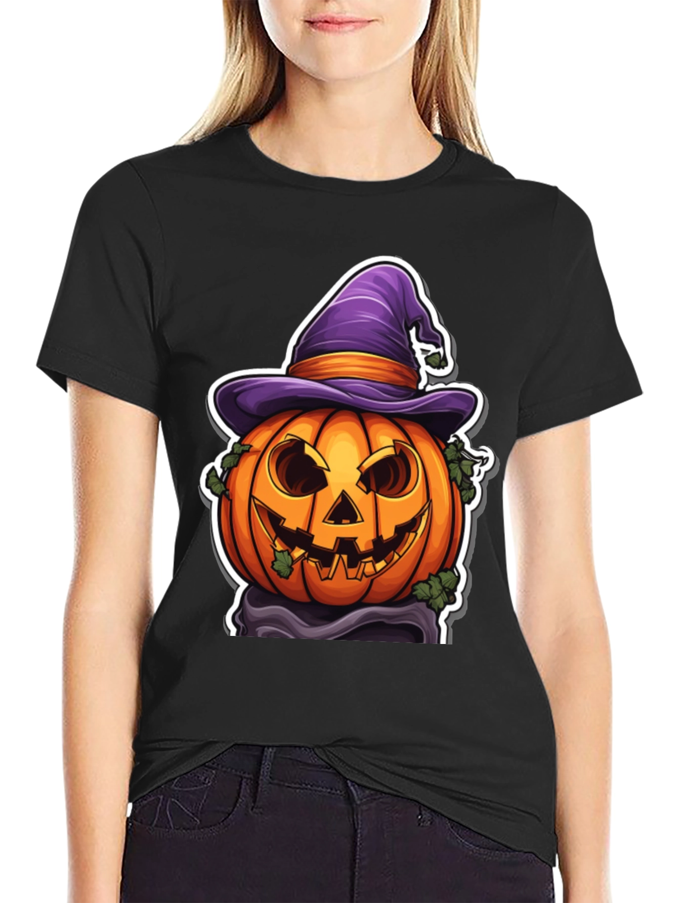 Halloween Pumpkin Witch Hat T-Shirt