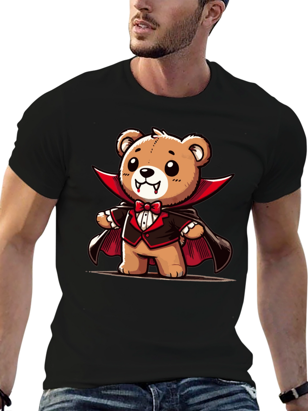Vampire Teddy Bear Graphic T-Shirt - Spooky Cute Tee