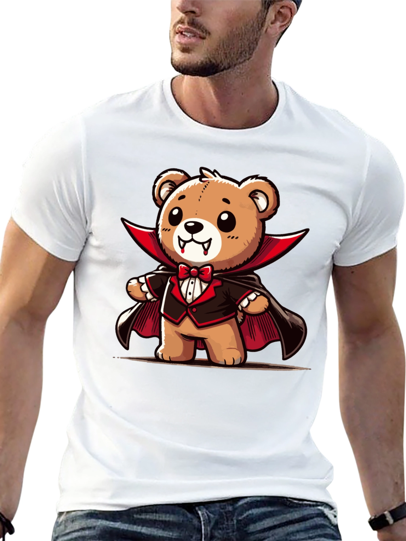 Vampire Teddy Bear Graphic T-Shirt - Spooky Cute Tee