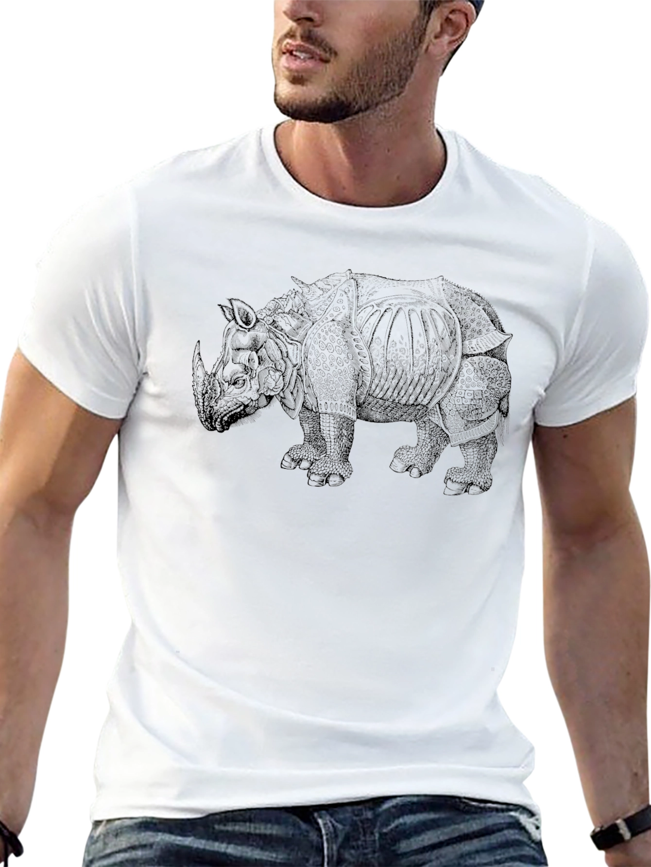 Rhino Graphic Print Black T-Shirt