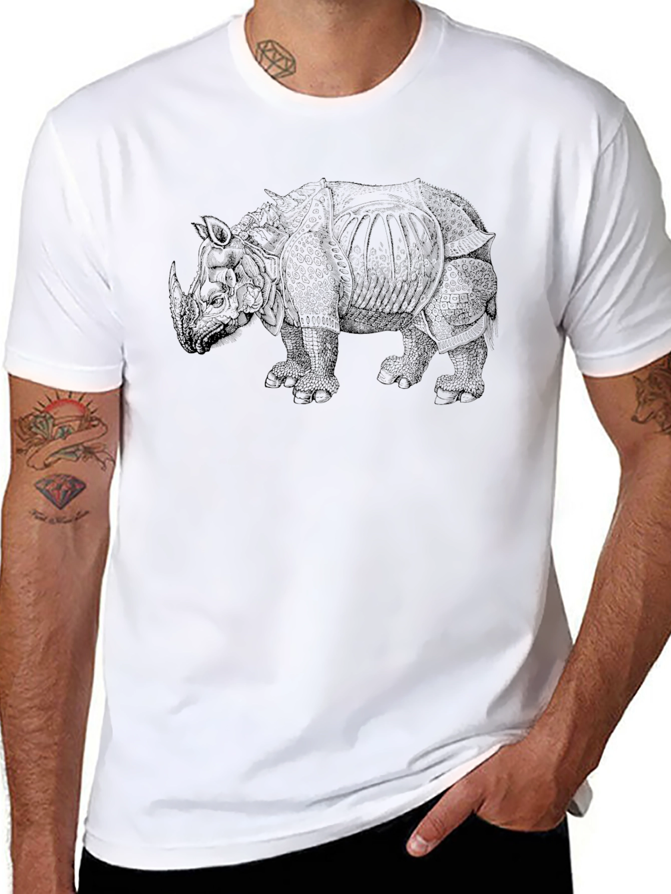 Rhino Graphic Print Black T-Shirt