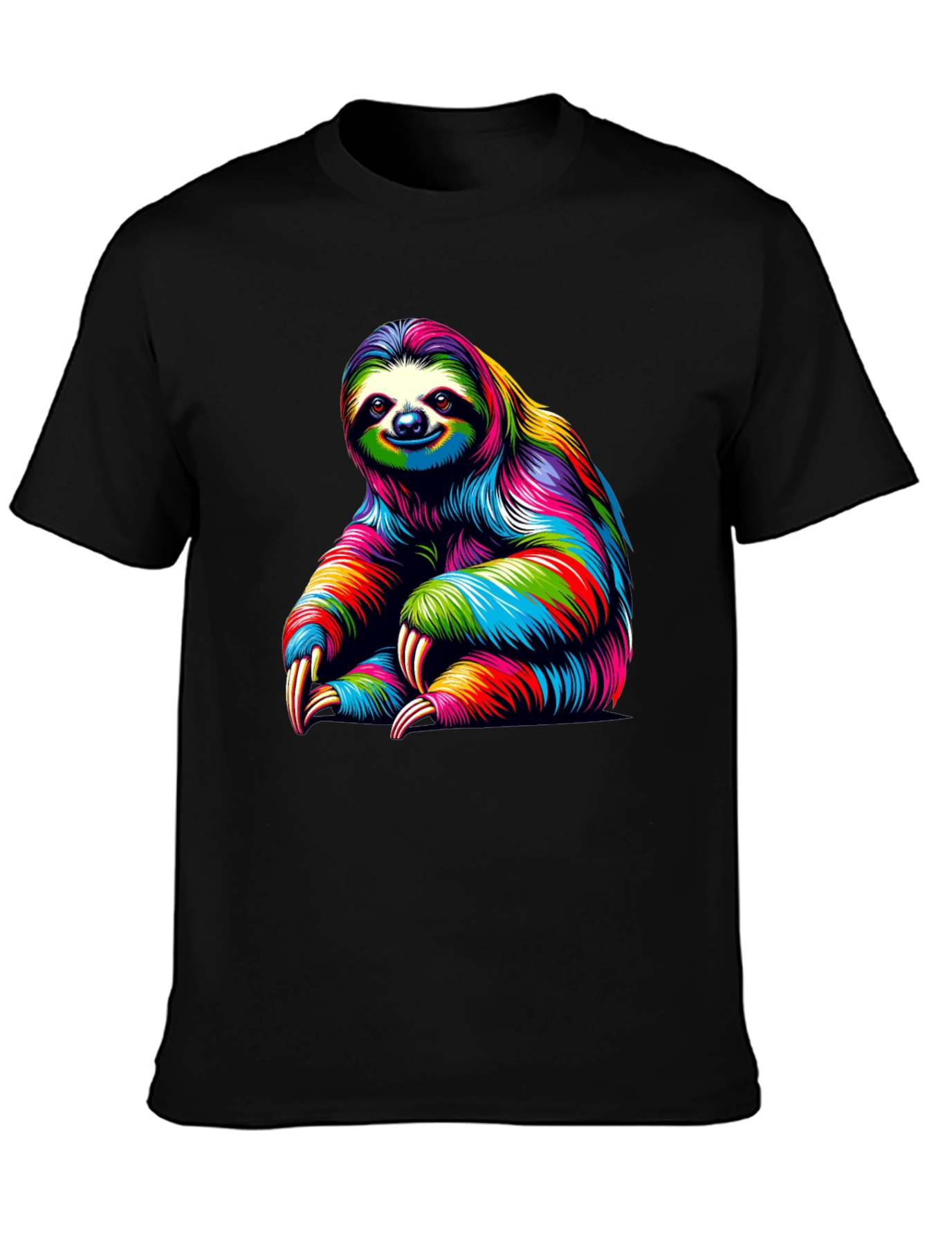 Colorful Sloth Graphic Tee - Relaxed Fit