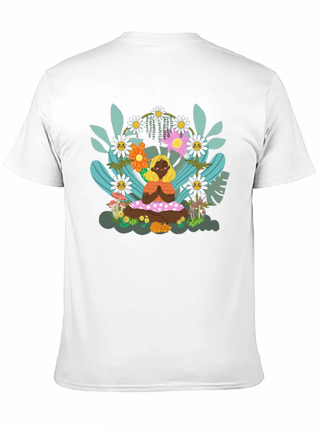 Yoga Girl in Floral Garden T-Shirt