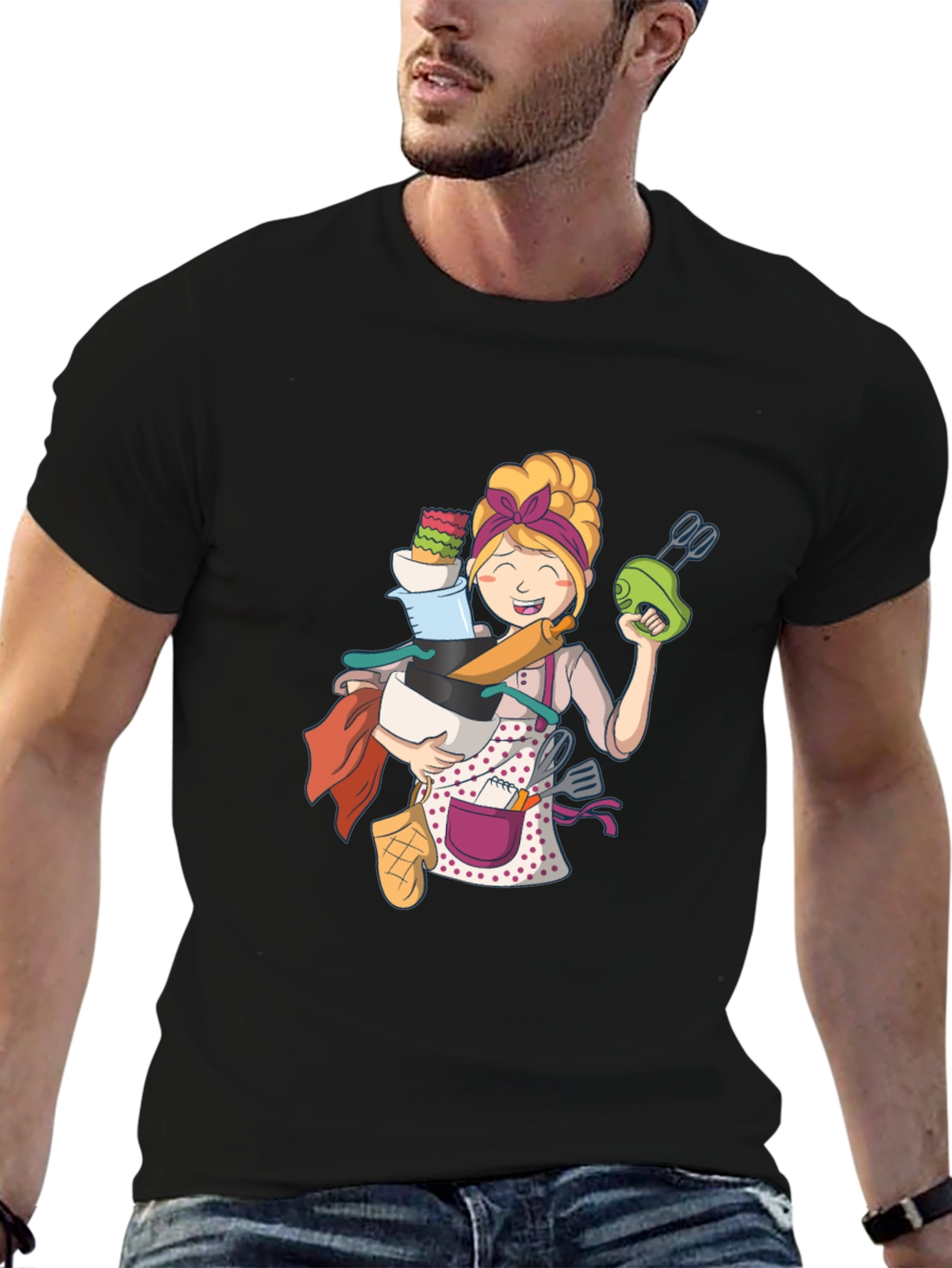 Cartoon Baker Graphic T-Shirt