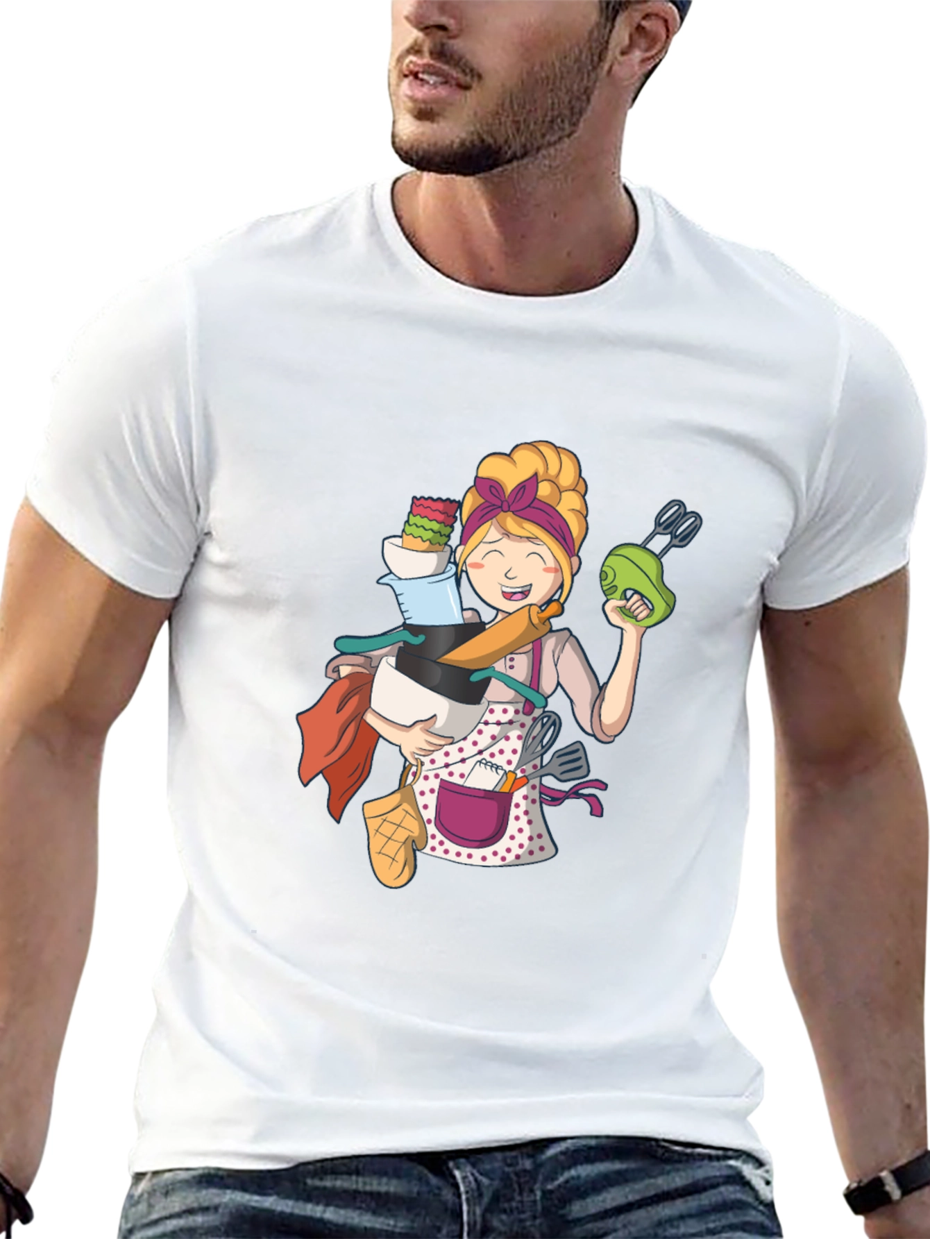 Cartoon Baker Graphic T-Shirt