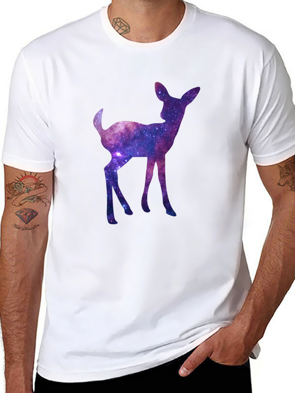 Galaxy Deer Graphic Tee - Cosmic Fawn T-Shirt
