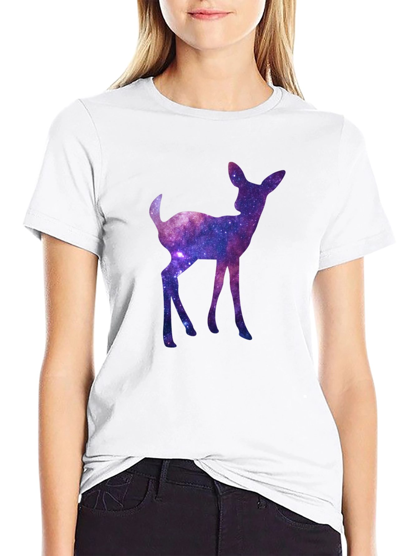 Galaxy Deer Graphic Tee - Cosmic Fawn T-Shirt