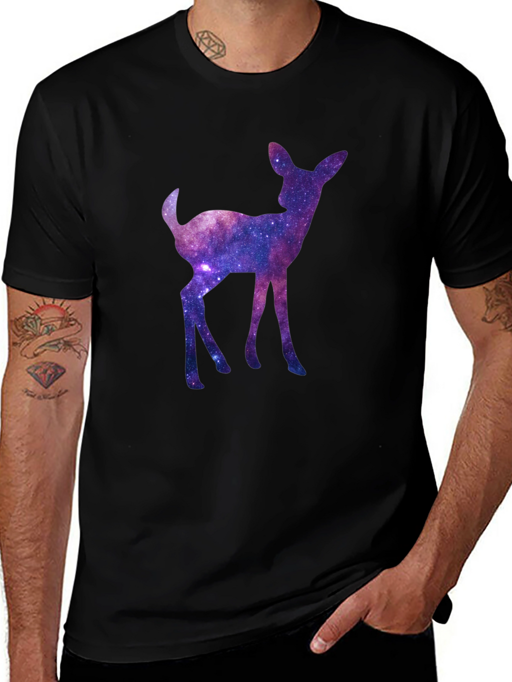 Galaxy Deer Graphic Tee - Cosmic Fawn T-Shirt