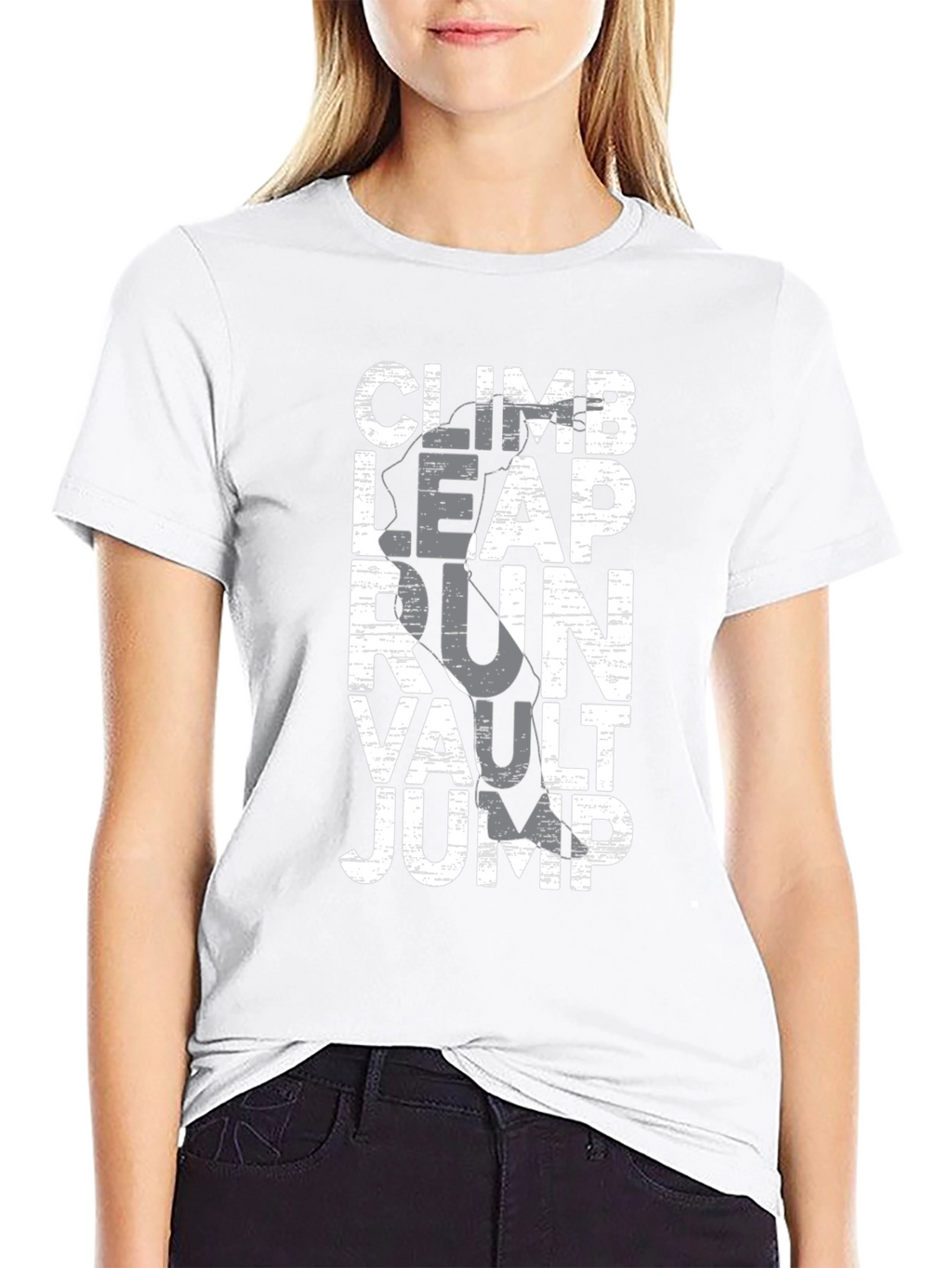 Climb Leap Run Vault Jump Black Graphic Tee