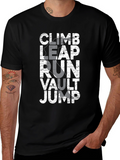Climb Leap Run Vault Jump Black Graphic Tee