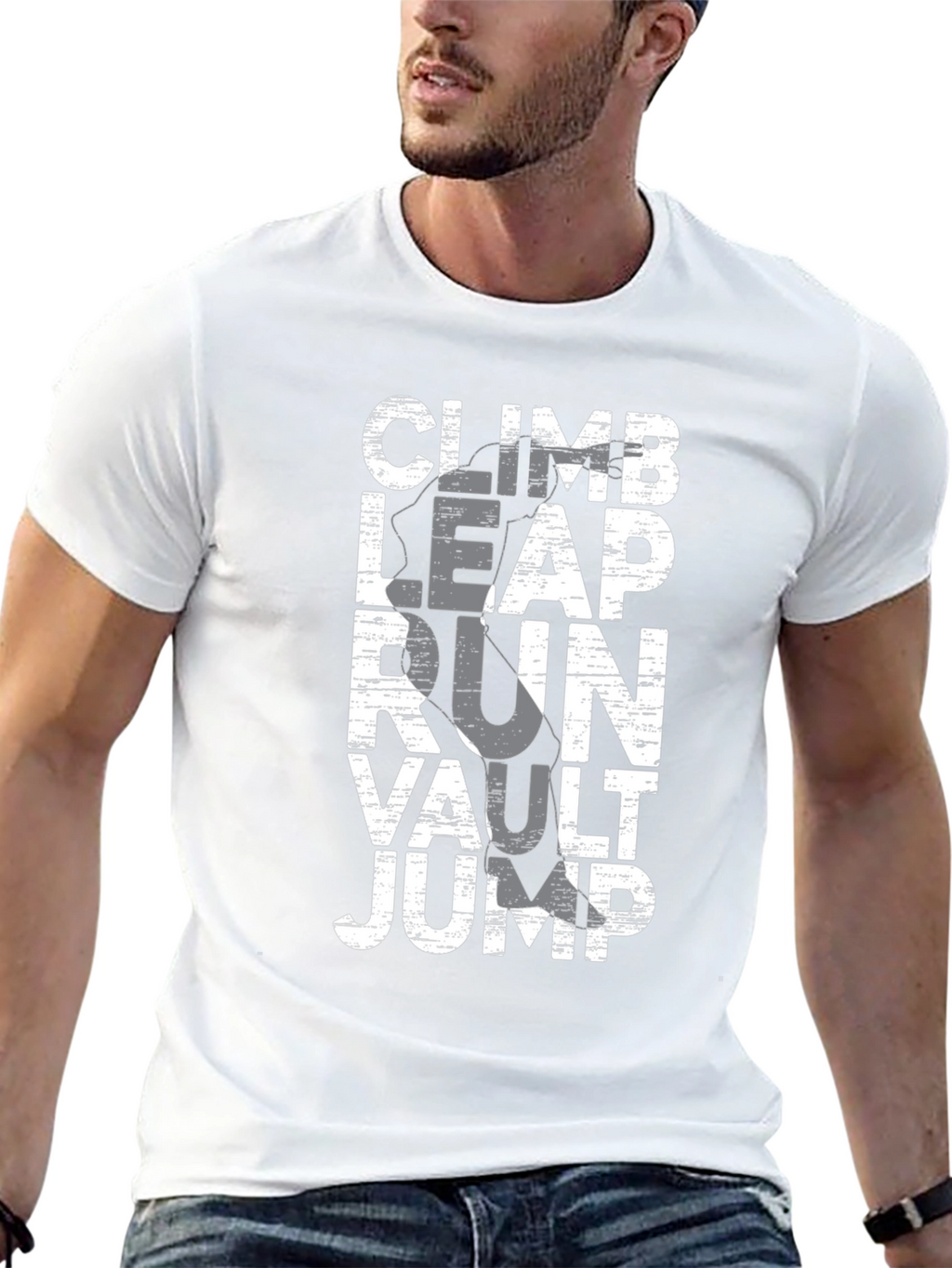 Climb Leap Run Vault Jump Black Graphic Tee