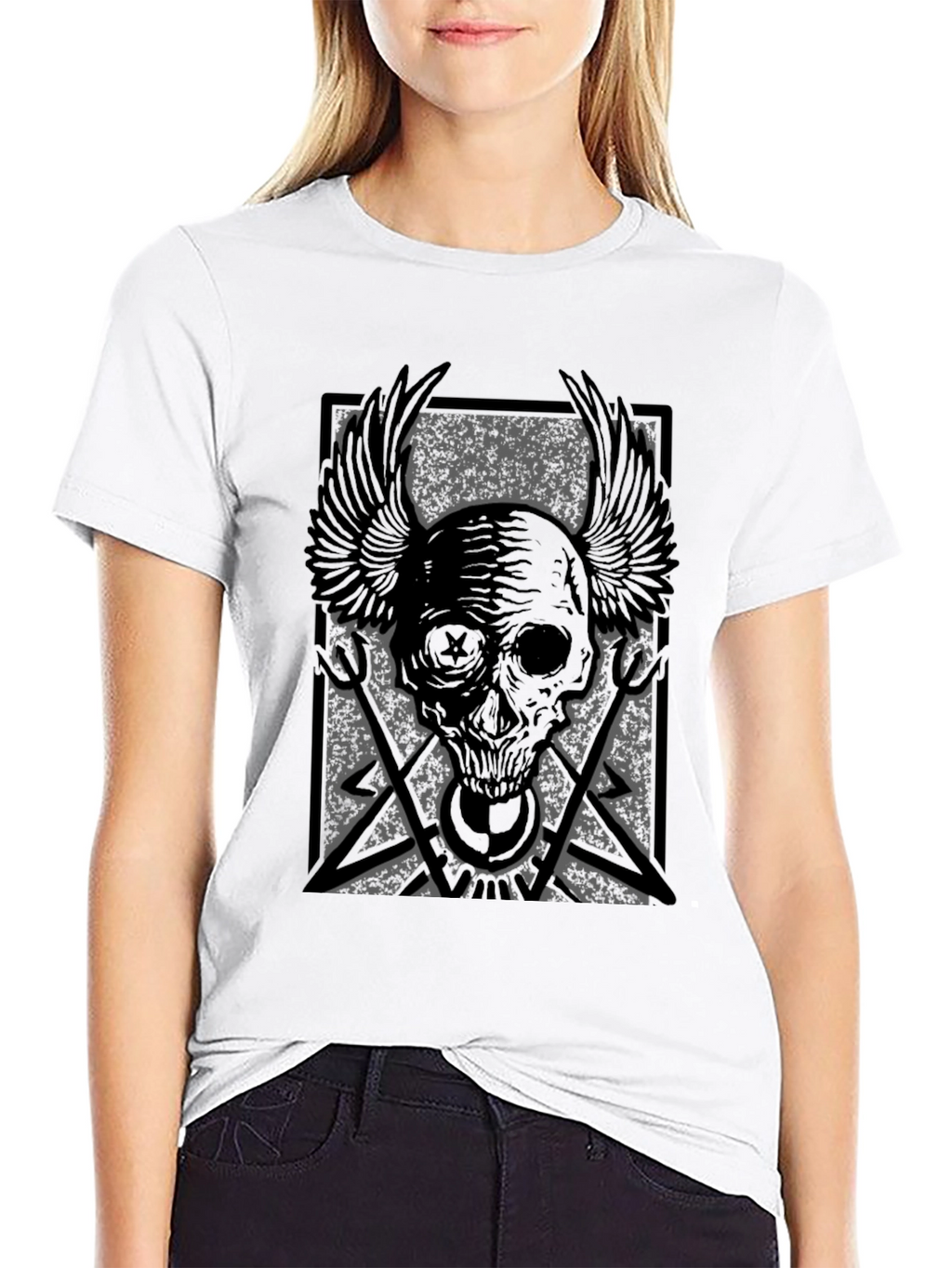 Skull Wings Graphic Print T-Shirt