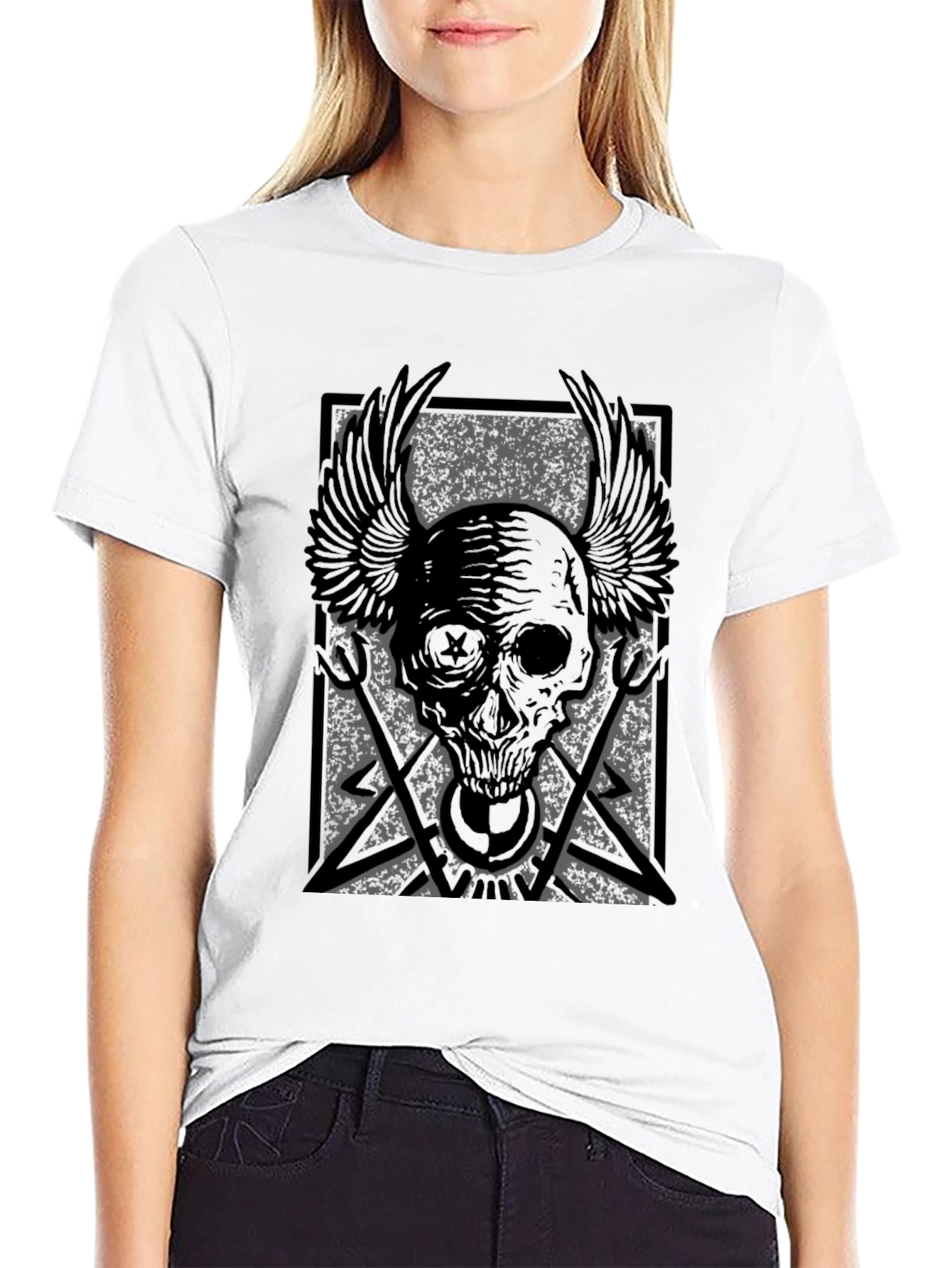 Skull Wings Graphic Print T-Shirt