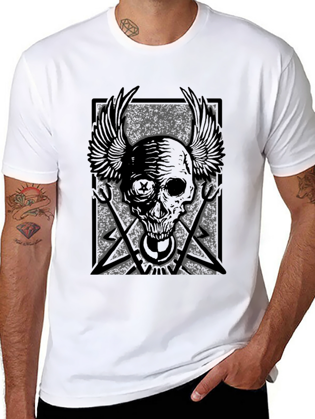 Skull Wings Graphic Print T-Shirt