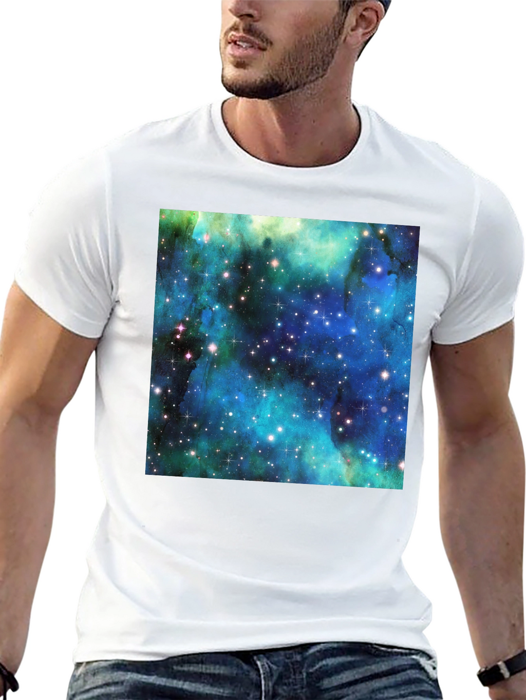 Galaxy Print Tee - Black Cotton Comfort