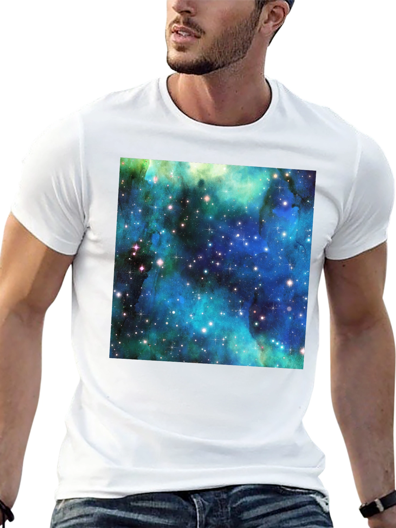 Galaxy Print Tee - Black Cotton Comfort