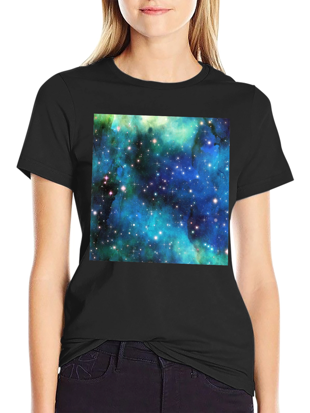 Galaxy Print Tee - Black Cotton Comfort