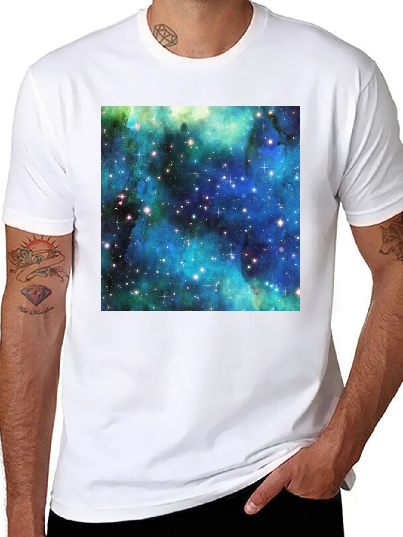 Galaxy Print Tee - Black Cotton Comfort
